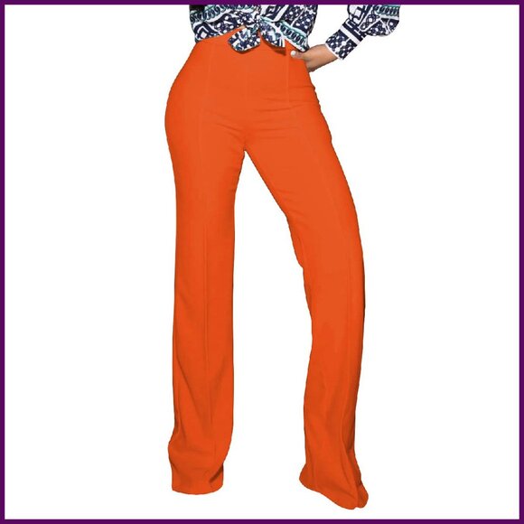 Pants - High Waisted Bootcut Work Pants Stretchy Pull On Wrinkle Free